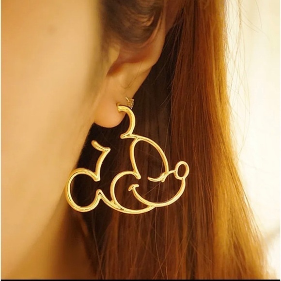 3 For $35 18K Gold Plated Mickey Mouse Head Earrings - Picture 1 of 4